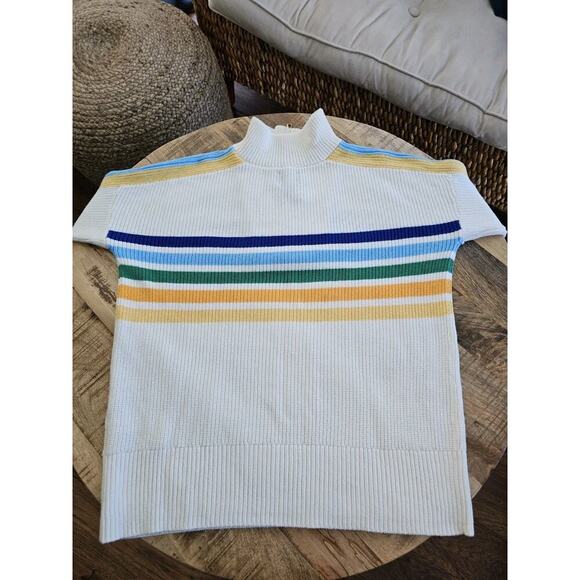 Lands' End Drifter Cotton Quarter Zip Pullover Sweater Size XS NWOT Striped - Picture 8 of 8
